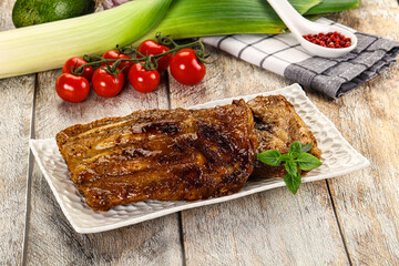 Tasty roasted pork ribs with spices