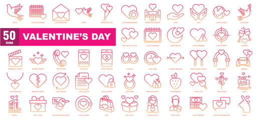 Obraz premium VALENTINE'S DAY GRADIENT ICON SET
