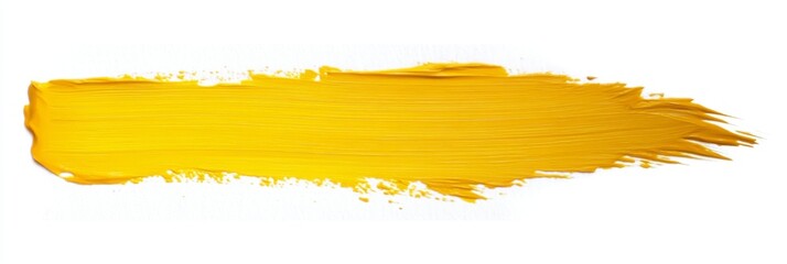 Yellow paint brush stroke on white background