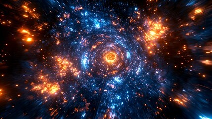 Cosmic Voyage: A Journey Through a Vibrant Nebula of Blues and Oranges