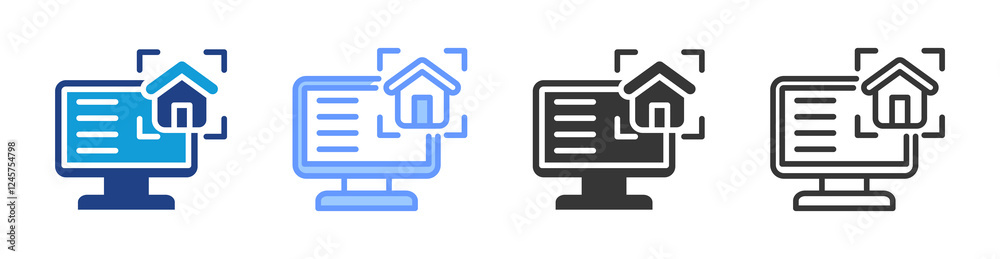 Poster Virtual Model icon set multiple style collection
