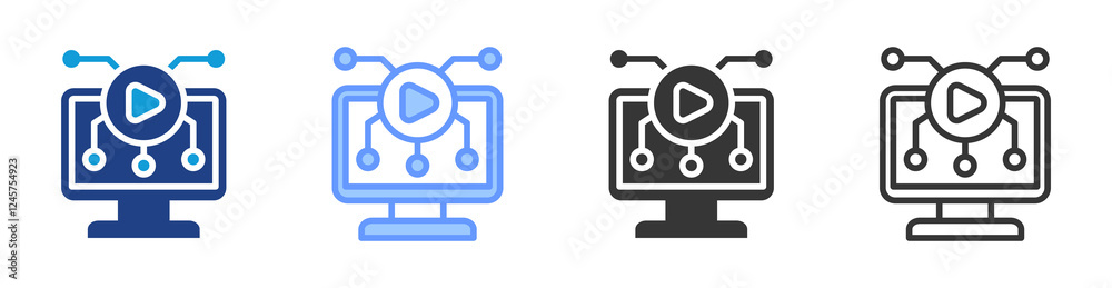 Poster Digital Simulation icon set multiple style collection