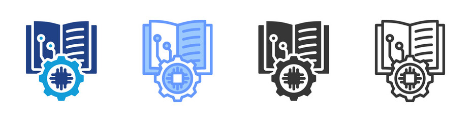 Machine Learning icon set multiple style collection