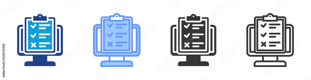 Poster Virtual Testing icon set multiple style collection