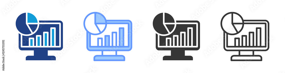 Poster Data Visualization icon set multiple style collection