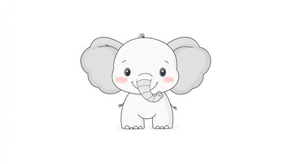 Fototapeta premium Cute cartoon elephant with big ears and a playful expression, suitable for children's illustrations