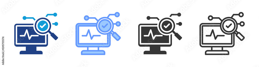Poster System Diagnostic icon set multiple style collection