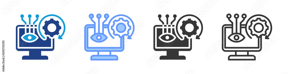Fototapete Continuous Monitoring icon set multiple style collection