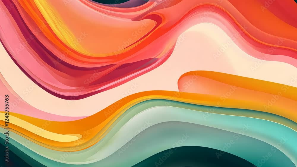 Poster vibrant flowing patterns with dynamic color waves and abstract movement