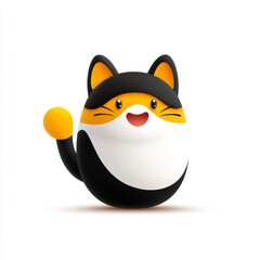 Fototapeta premium Cute Cartoon Cat Character with Friendly Expression