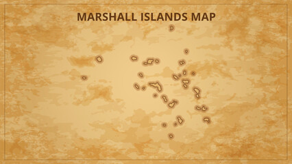 A Vintage Map Depicting the Borders of the Marshall Islands. Marshall Islands map with federal states in A vintage map based background, Political Marshall Islands Map