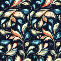 Seamless pattern with colorful abstract leaves