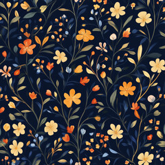Floral pattern with vibrant orange and yellow flowers