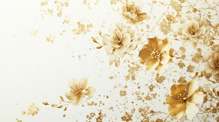 Elegant Gold Floral Design with Soft White Background for Decor