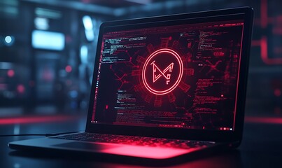 Cyberpunk Neon Cryptocurrency Laptop Screen