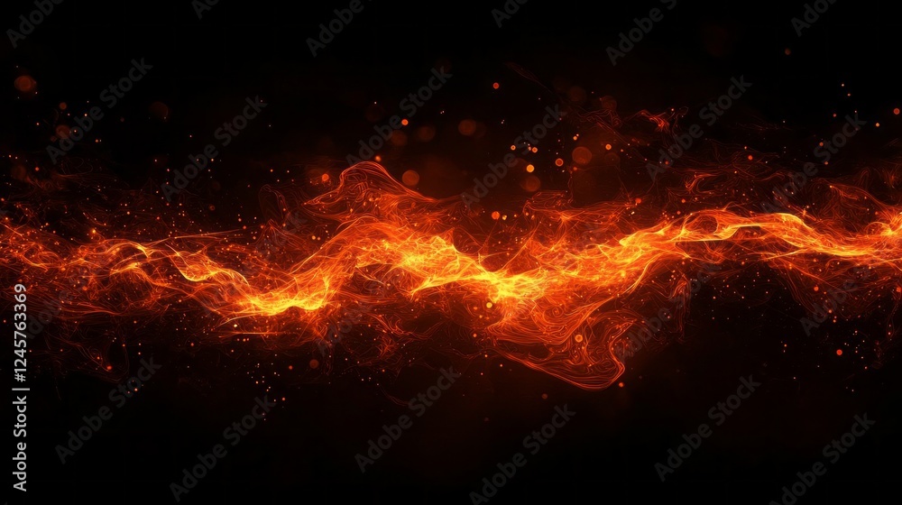 Poster the dynamic play of vibrant orange and red hues illuminates the dark backdrop, capturing the mesmeri