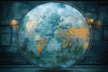 modern minimalist globe map reinterpretation ambient lighting colors calm serene atmosphere