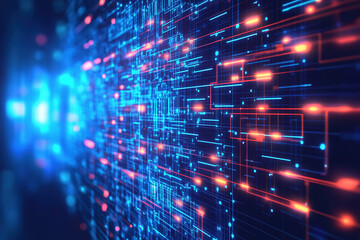 Digital illustration showcasing intricate data flow in a vibrant technological environment