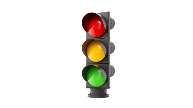 Modern Traffic Light Displaying Red Yellow and Green Colors for Safe Road Navigation and Control