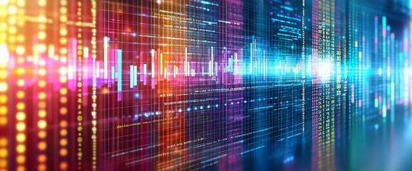 Data streams flow, vibrant colors, digital background, tech concept