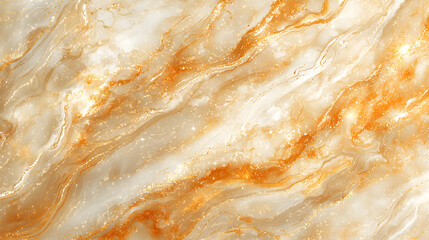 Obraz premium Golden Swirls Marble: A close-up abstract texture shot of a luxurious marble surface, featuring a captivating blend of creamy white and golden-brown veins that create a mesmerizing swirl pattern.