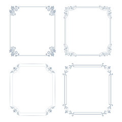 Set of decorative frames Elegant vector element for design in Eastern style, place for text. Floral gray and white borders. Lace illustration for invitations and greeting cards