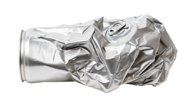 Crushed Aluminum Can on Black Background Perfect for Recycling Concepts and Environment Awareness