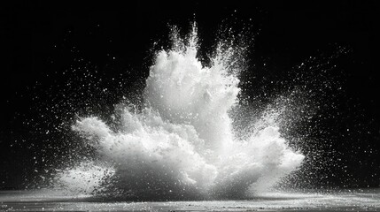 Abstract White Powder Explosion on Black Background: High-Impact Dynamic Photography