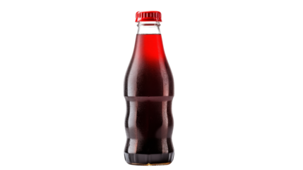 Chilled Carbonated Beverage in a Classic Bottle Design with Red Cap and Frosted Surface