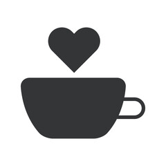 Coffee heart Icon design in illustrator. Valentine Icon.
