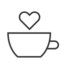 Coffee heart Icon design in illustrator. Valentine Icon.