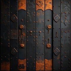 Fototapeta premium Rustic Metal Panel with Intricate Details and Textured Finish