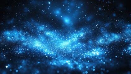 Stunning Blue Cosmic Background with Glowing Stars and Nebulae in an Expansive Galactic Scene Perfect for Science Fiction Themes and Digital Art Projects