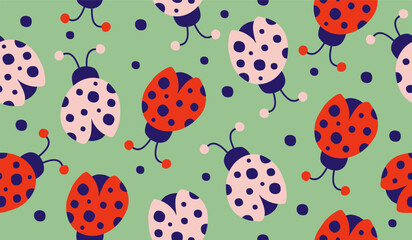 Cute ladybug pattern background vector design © rupa