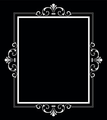 Decorative frame Elegant vector element for design in Eastern style, place for text. Floral black and white border. Lace illustration for invitations and greeting cards.