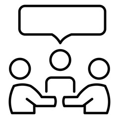 Simple Teamwork Outline Icon for Business and Office Collaboration