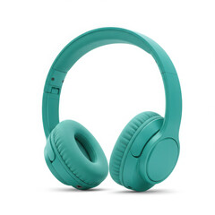 Stylish green over-ear wireless headphones with cushioned ear cups, isolated on white