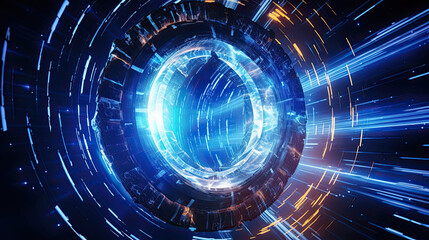 Abstract Digital Sphere with Glowing Energy and Dynamic Light Streaks