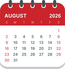 2026 calender-August