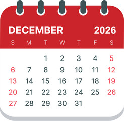 2026 calender-December