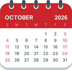 2026 calender-October