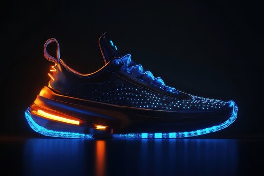 Futuristic Sneaker with Glowing Lights: A Cyberpunk-Inspired Design