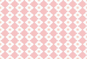 Fototapeta premium Seamless Geometric Vector Pattern in Pink & White: Simple, Symmetrical Grid Design with a Flat, Minimalist Aesthetic, Perfect for Backgrounds, Textiles, and Modern Graphics.
