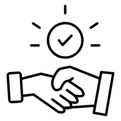 Simple Teamwork Outline Icon for Business and Office Collaboration