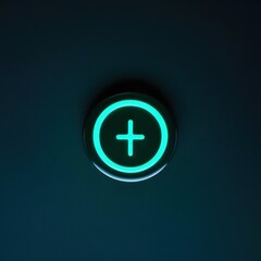 Fototapeta premium Green button with a plus sign on it