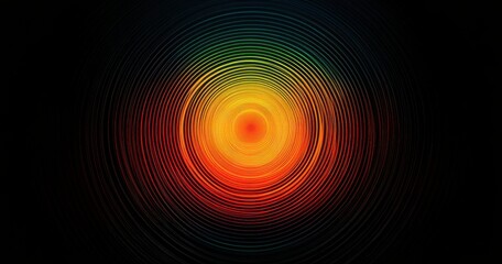 Vibrant Circular Patterns with Spirals and Gradients in Red, Orange, Yellow, Green, and Black, Abstract Background for Creative Projects and Designs