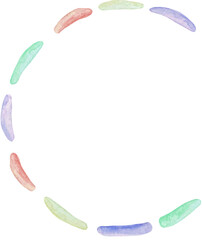 Watercolor embroidered letter C made of multicolored stitches of thread