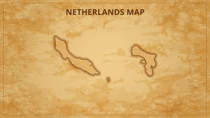 A Vintage Map Depicting the Borders of the Netherlands. Netherlands map with federal states in A vintage map based background, Political Netherlands Map