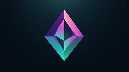 Futuristic minimalist logo with a gradient diamond shape in purple and teal high contrast design