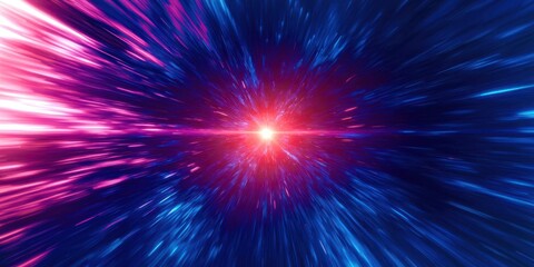 Obraz premium Blue and pink light with a red star in the middle